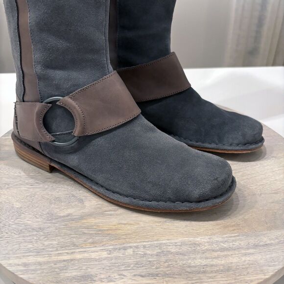 Olukai Women's Holo Lio ll Gray Leather High Riding Boots Western Bohemian Sz 9 - Picture 2 of 15